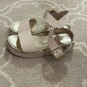 Stylish Cream Patent Browns Sandals, size 37/7